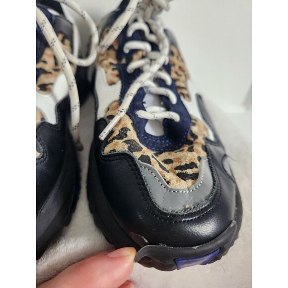 SNKR Project Prospect Park Sneakers Black White Leopard Front Side Sz 9 GUC - Picture 3 of 10